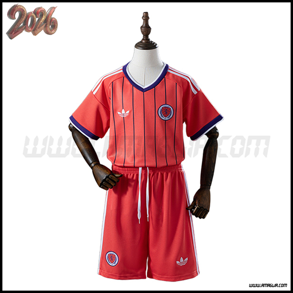 Seconda Maglia Calcio Scozia Bambino 2026/2027 Rosso