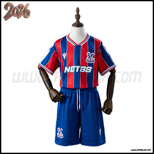 Prima Maglia Calcio Crystal Palace Bambino 2025 2026 Rosso/Blu