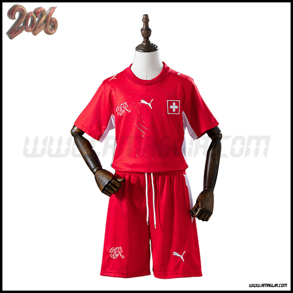 Prima Maglia Calcio Svizzera Bambino 2026/2027 Rosso