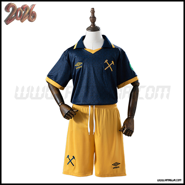Terzo Maglia Calcio West Ham Bambino 2025 2026 GIALLO/Blu Marino
