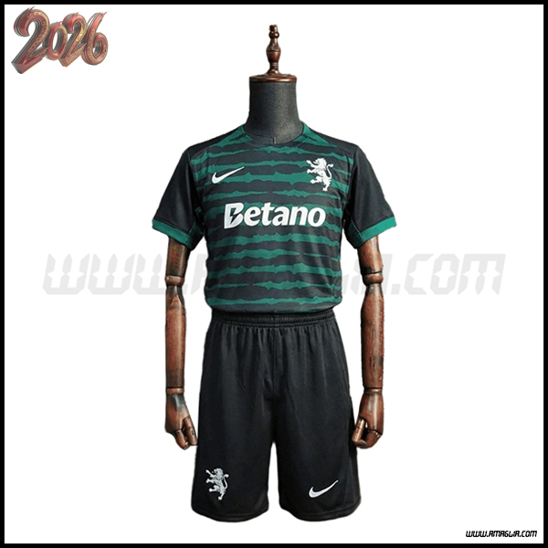 Maglia Calcio Sporting Bambino Christmas Edition Verde/Nero 2025 2026