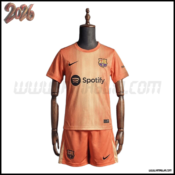 Maglia Calcio Portiere FC Barcellona Bambino Arancia 2025 2026