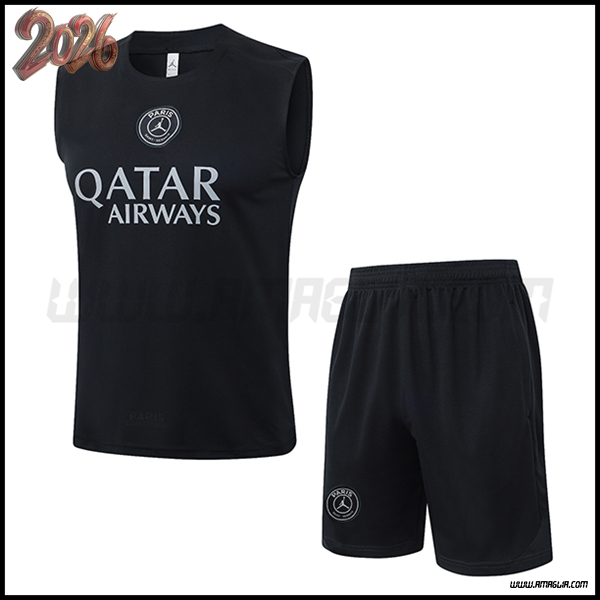 Kit Canotta Allenamento PSG Grigio Scuro 2025/2026