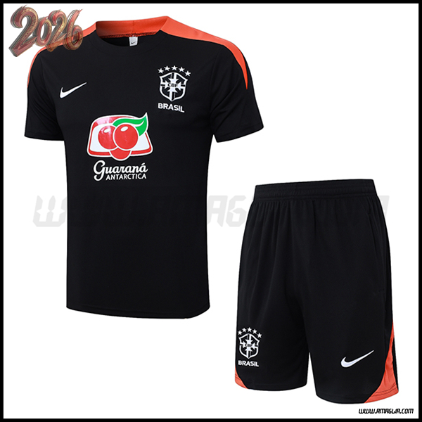 Kit Maglia Allenamento Brasile Nero/Arancia 2025/2026