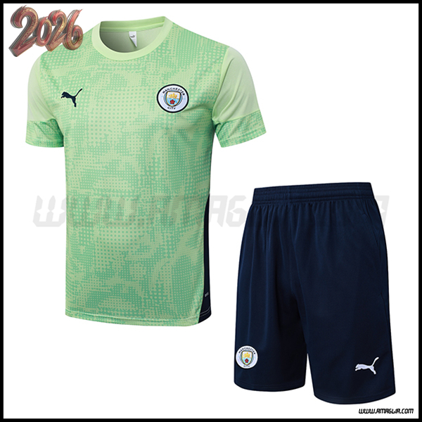 Kit Maglia Allenamento Manchester City Verde/Blu 2025/2026