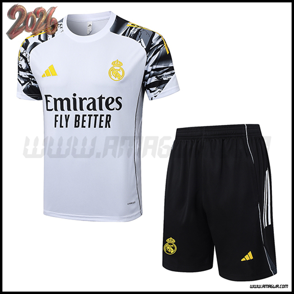 Kit Maglia Allenamento Real Madrid Bianco/Nero 2025/2026