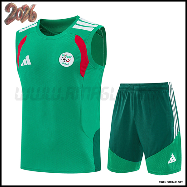 Kit Canotta Allenamento Algeria Verde/Bianco/Rosso 2025/2026