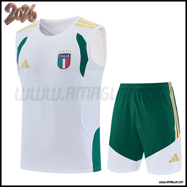 Kit Canotta Allenamento Italia Bianco/Verde/Giallo 2025/2026