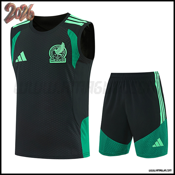 Kit Canotta Allenamento Messico Nero/Verde 2025/2026