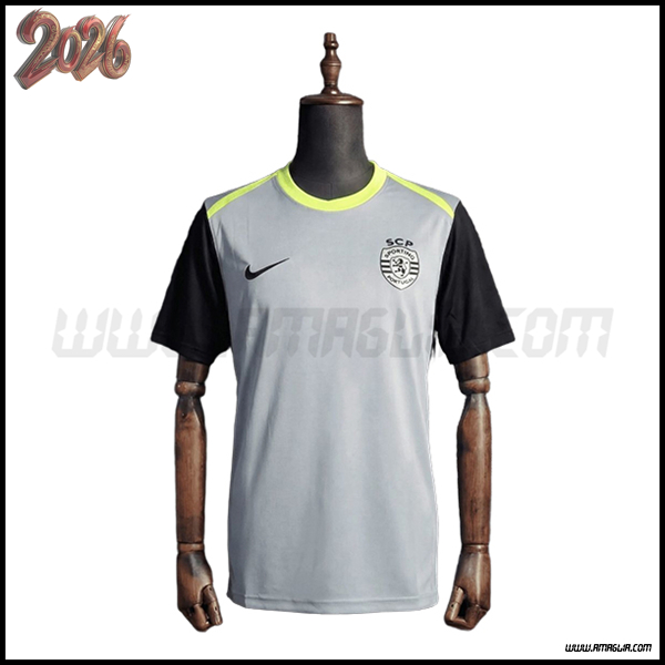 Training T-Shirt Sporting Lisbon Grigio/Nero 2025/2026