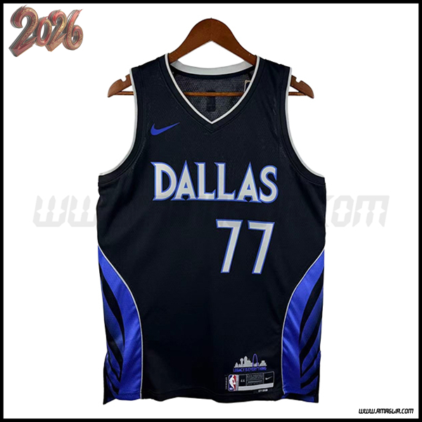 Maglia Dallas Mavericks (DONCIC #77) 2025/26 Nero/Blu