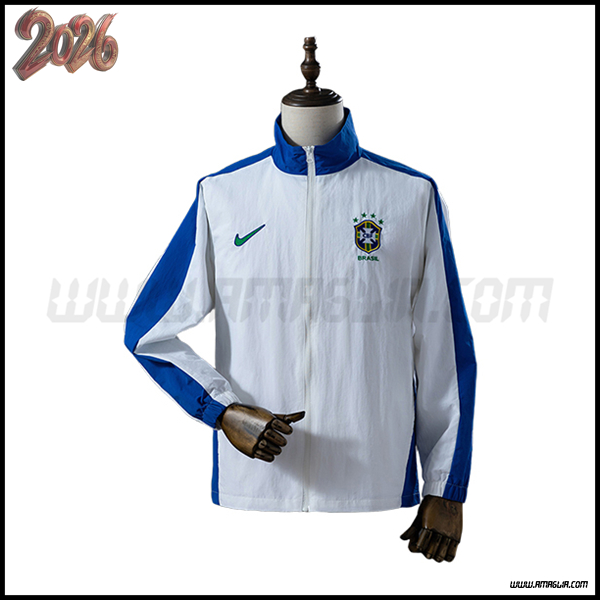 Giacca A Vento Brasile Bianco/Blu 2025/2026