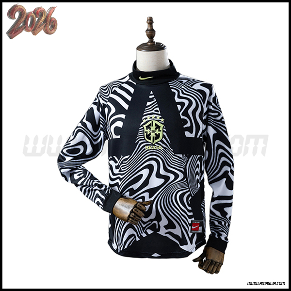 Maglia Squadra Portiere Brasile Maniche Lunghe Bianco/Nero 2026/2027