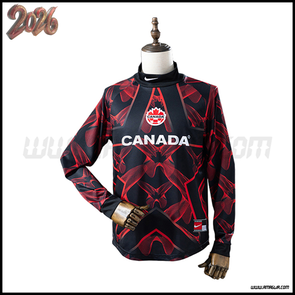 Maglia Squadra Portiere Canada Maniche Lunghe Nero/Rosso 2026/2027