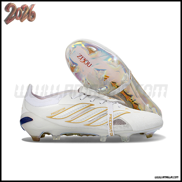 Adidas Scarpe Da Calcio 26 Predator Elite Tongue FG Bianco/Giallo