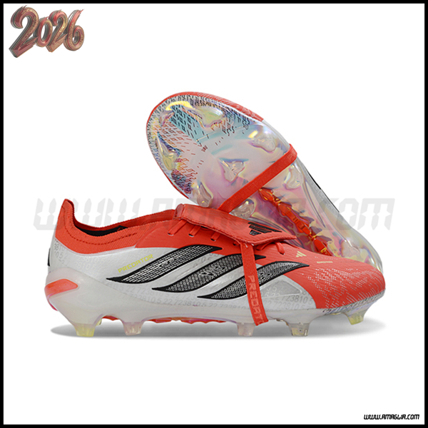 Adidas Scarpe Da Calcio 26 Predator Elite Tongue FG Bianco/Arancia/Grigio