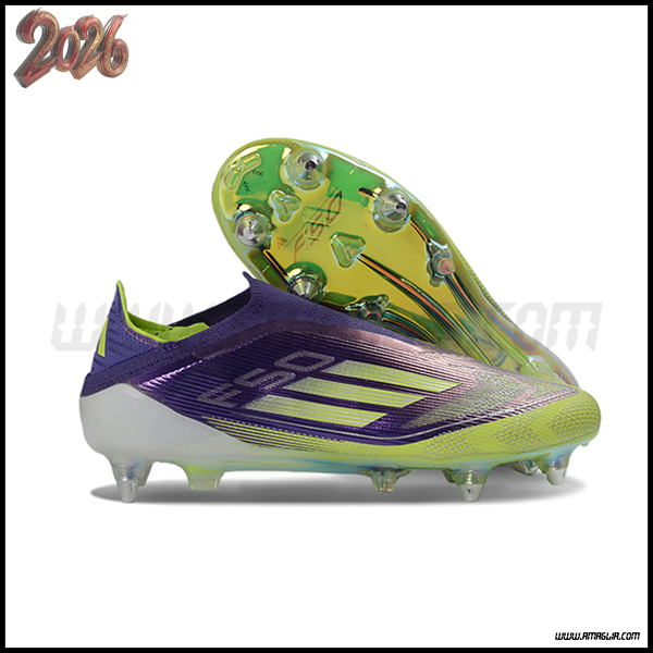 Adidas Scarpe Da Calcio F50 Elite Laceless SG viola/Verde -04