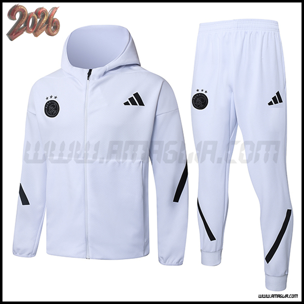 Giacca Con Cappuccio Tuta Giacca A Vento Ajax Bianco/Nero 2025/2026