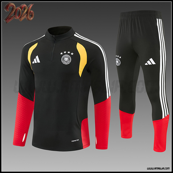 Tuta Calcio Germania Bambino Nero/Rosso/Giallo 2025/2026
