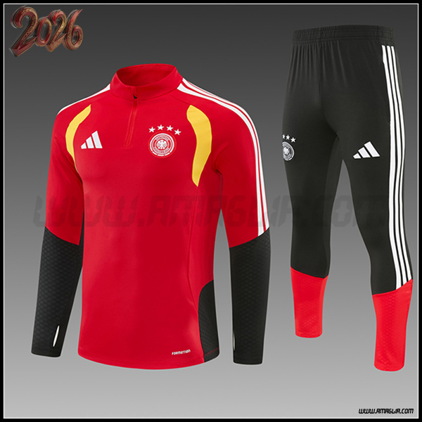 Tuta Calcio Germania Bambino Rosso/Nero/Giallo 2025/2026