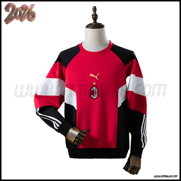 Felpa Allenamento AC Milan Rosso/Nero/Bianco 2025/2026 -02