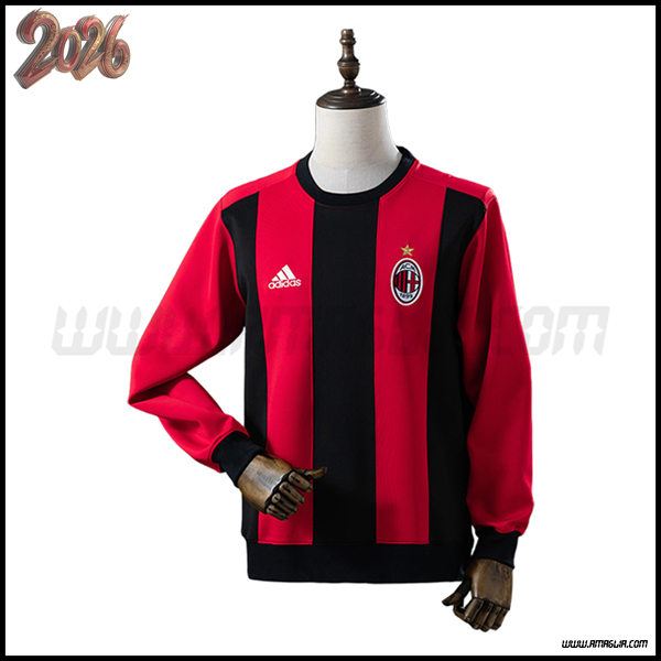 Felpa Allenamento AC Milan Rosso/Nero 2025/2026 -03