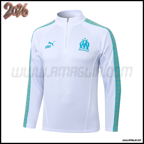Felpa Allenamento Marsiglia Bianco/Verde 2025/2026