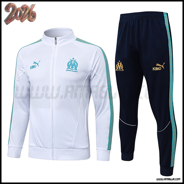 Tuta Giacca Calcio Marsiglia Bianco/Verde 2025/2026