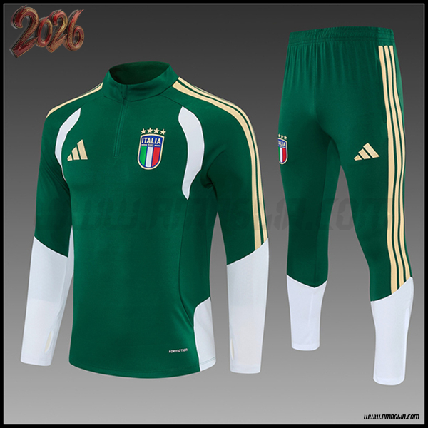 Tuta Calcio Italia Bambino Verde/Giallo/Bianco 2025/2026