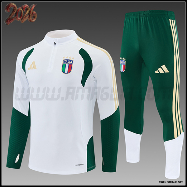 Tuta Calcio Italia Bambino Bianco/Verde/Giallo 2025/2026