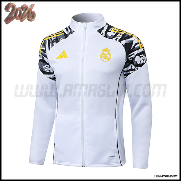 Giacca Calcio Real Madrid Bianco/Nero/Giallo 2025/2026