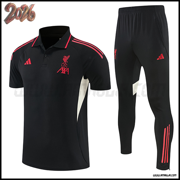 Kit Maglia Polo FC Liverpool Nero/Rosso/Bianco 2026/2027