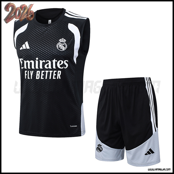 Kit Canotta Allenamento Real Madrid Nero/Bianco 2026/2027