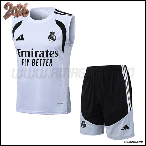 Kit Canotta Allenamento Real Madrid Bianco/Nero 2026/2027