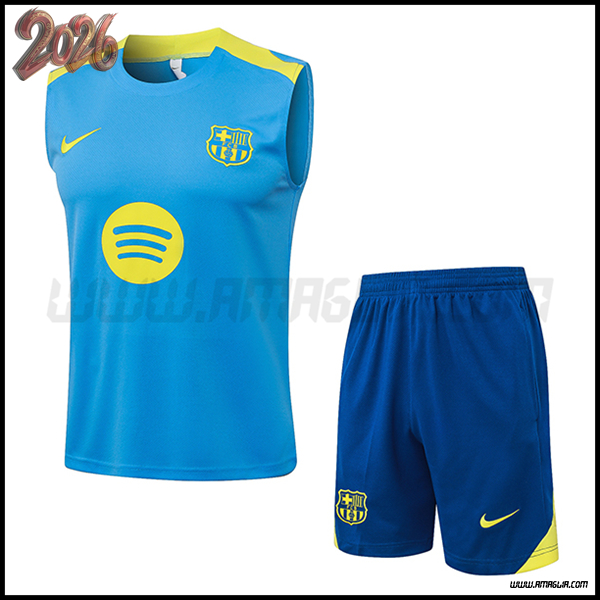 Kit Canotta Allenamento FC Barcellona Blu/Verde 2026/2027