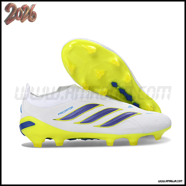 Adidas Scarpe Da Calcio 26 Predator Elite LL FG Bianco/Giallo/viola