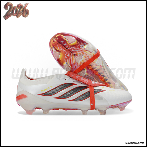 Adidas Scarpe Da Calcio 26 Predator Elite Tongue FG Bianco/Arancia/Grigio