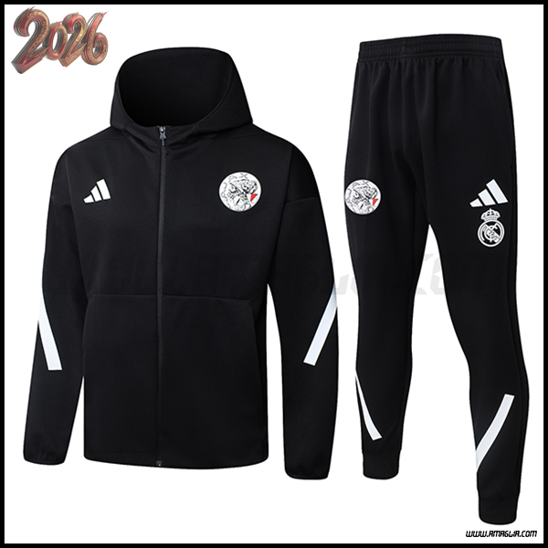 Giacca Con Cappuccio Tuta Giacca A Vento Ajax Nero/Bianco 2025/2026