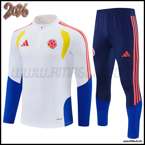 Tuta Allenamento Colombia Bianco/Arancia/Blu 2026/2027
