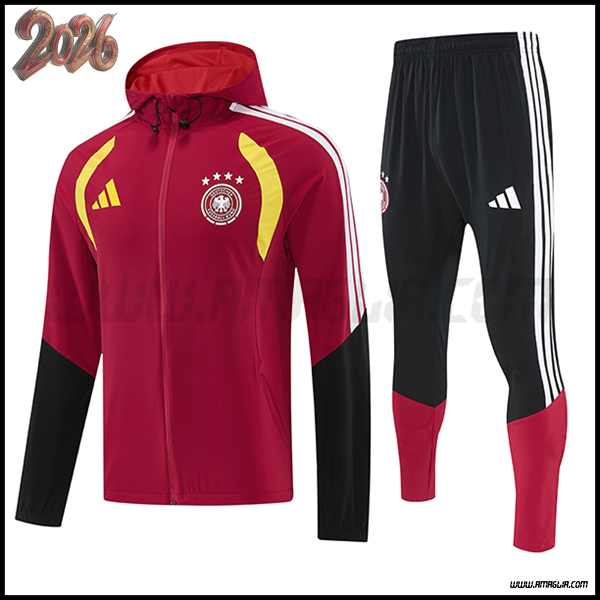 Giacca Con Cappuccio Tuta Giacca A Vento Germania Rosso/Nero/Giallo 2026/2027