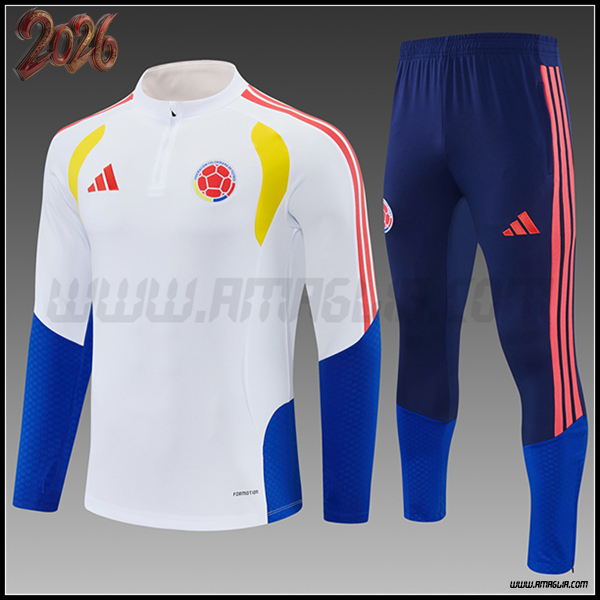 Tuta Allenamento Colombia Bianco/Arancia/Blu 2026/2027
