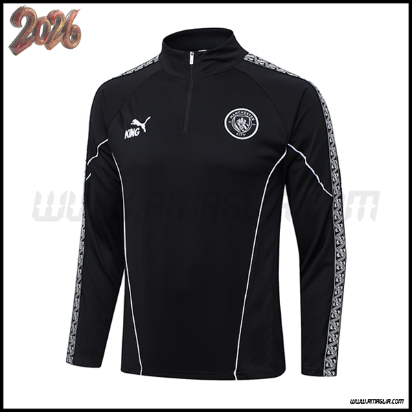 Felpa Allenamento Manchester City Nero/Bianco 2025/2026