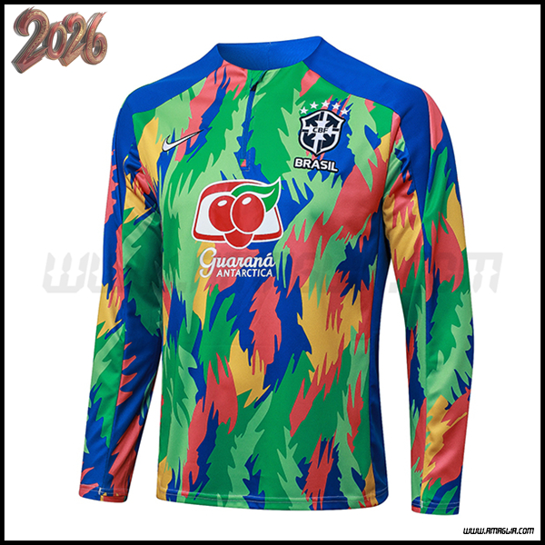 Felpa Allenamento Brasile Verde/Blu/Arancia 2025/2026
