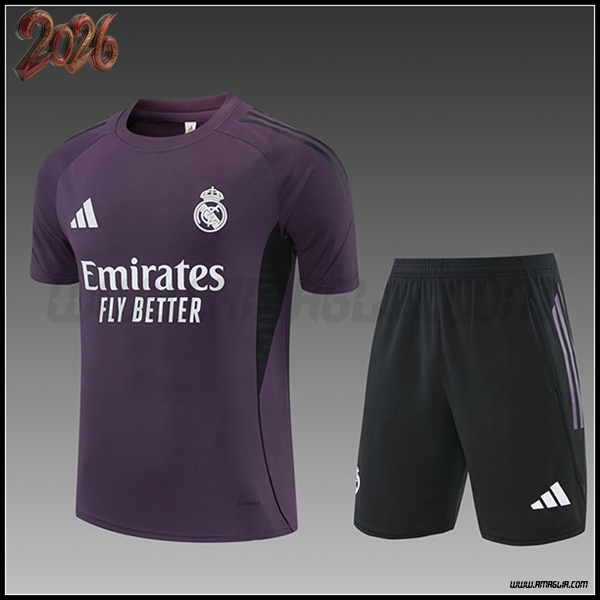 Kit Maglia Allenamento Real Madrid Bambino viola/Nero 2025/2026