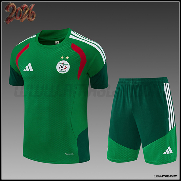 Kit Maglia Allenamento Algeria Bambino Verde/Bianco/Rosso 2026/2027