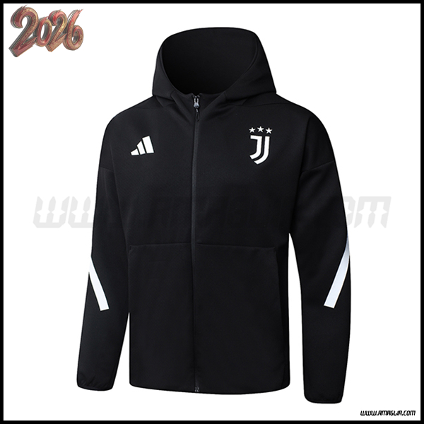 Giacca Con Cappuccio Juventus Nero/Bianco 2026/2027