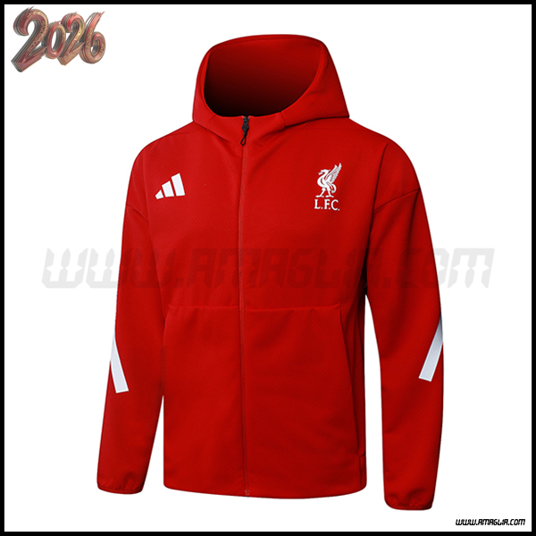 Giacca Con Cappuccio FC Liverpool Rosso/Bianco 2025/2026