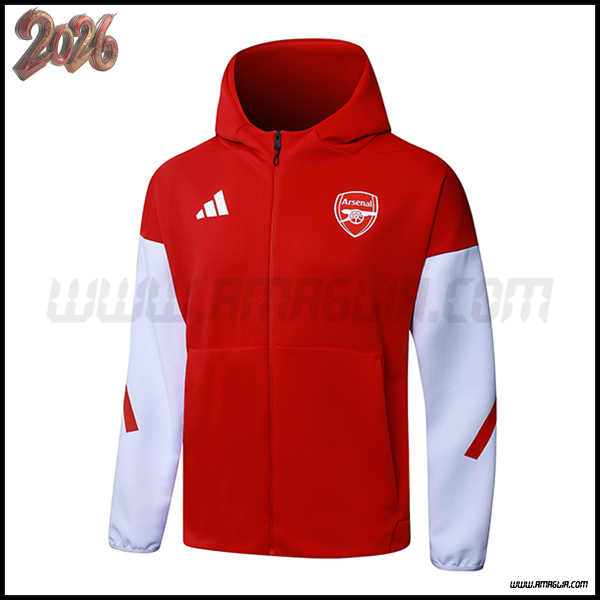 Giacca Con Cappuccio Arsenal Rosso/Bianco 2025/2026