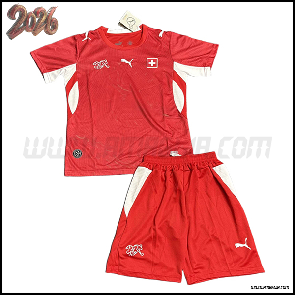 Prima Maglia Squadra Svizzero Bambino Coppa del Mondo 2026
