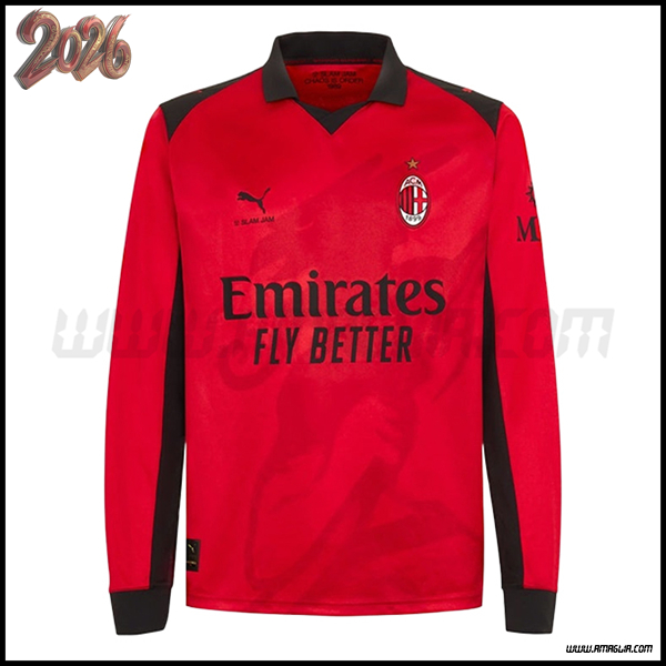 Nuovo Maglia da AC Milan Maniche Lunghe Quarto 2025/2026